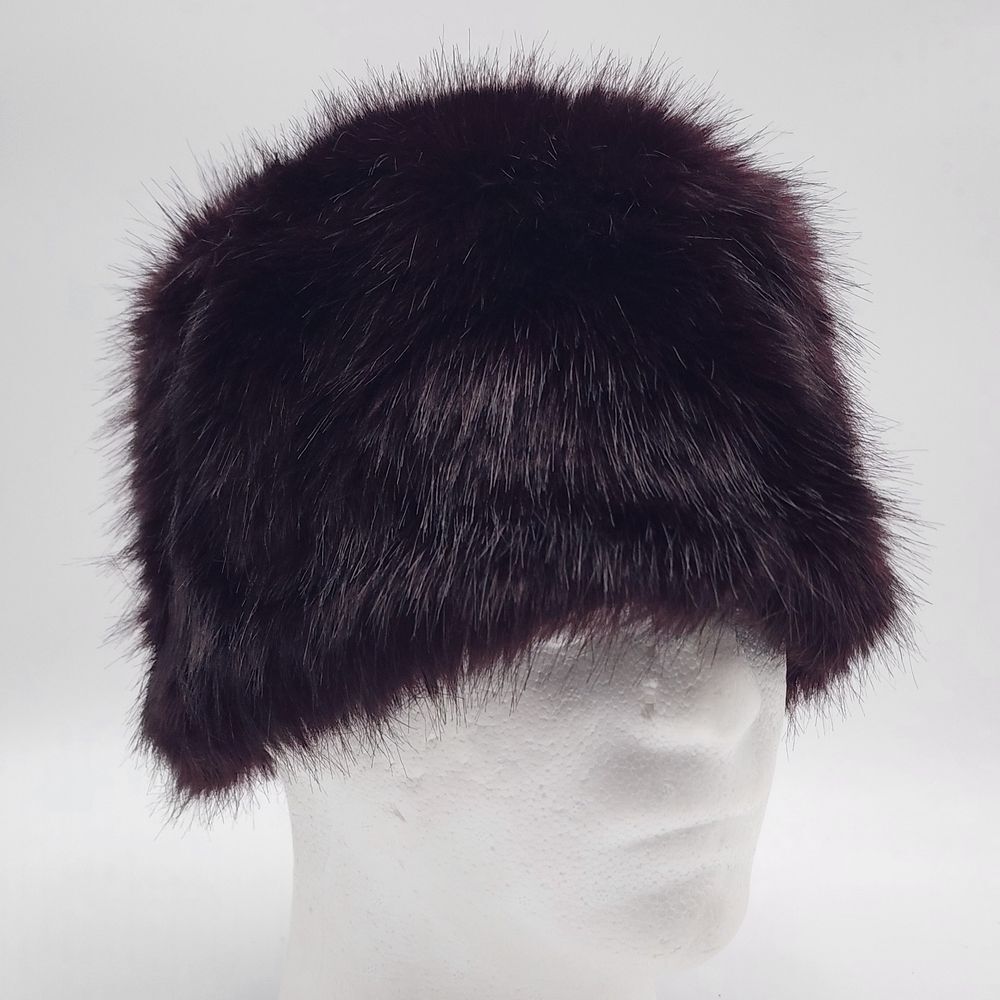 MERONA Faux Fur Pillbox Hat Lined‎ Women's Size One Size Burgundy VTG